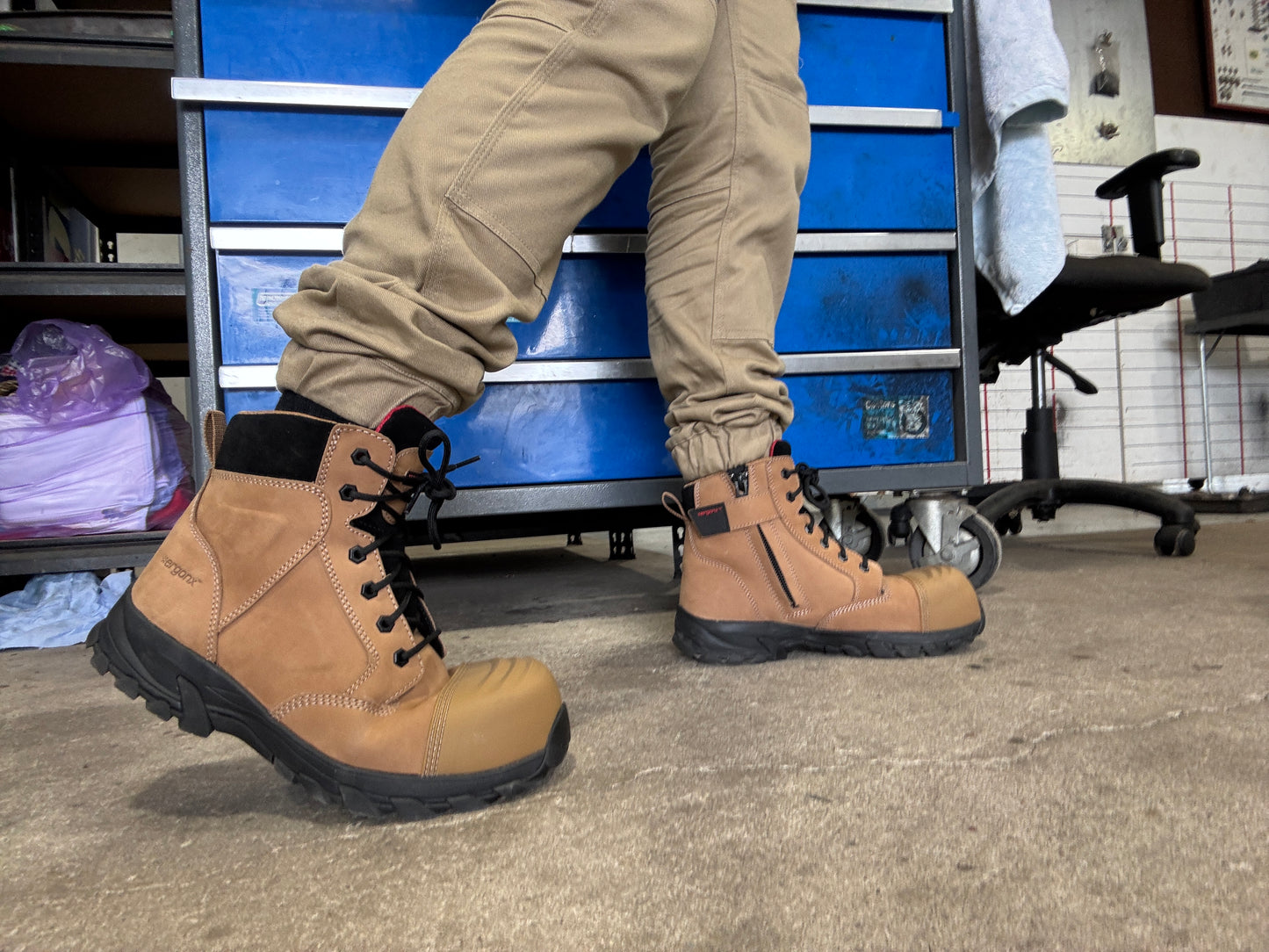 Ergonx 6" Safety Boots Lace Up (Helium) Tan Toe (USA)