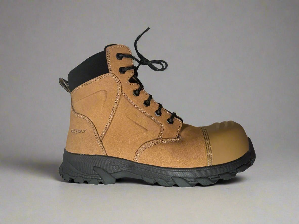 Ergonx 6" Safety Boots Lace Up (Helium) Tan Toe (USA)