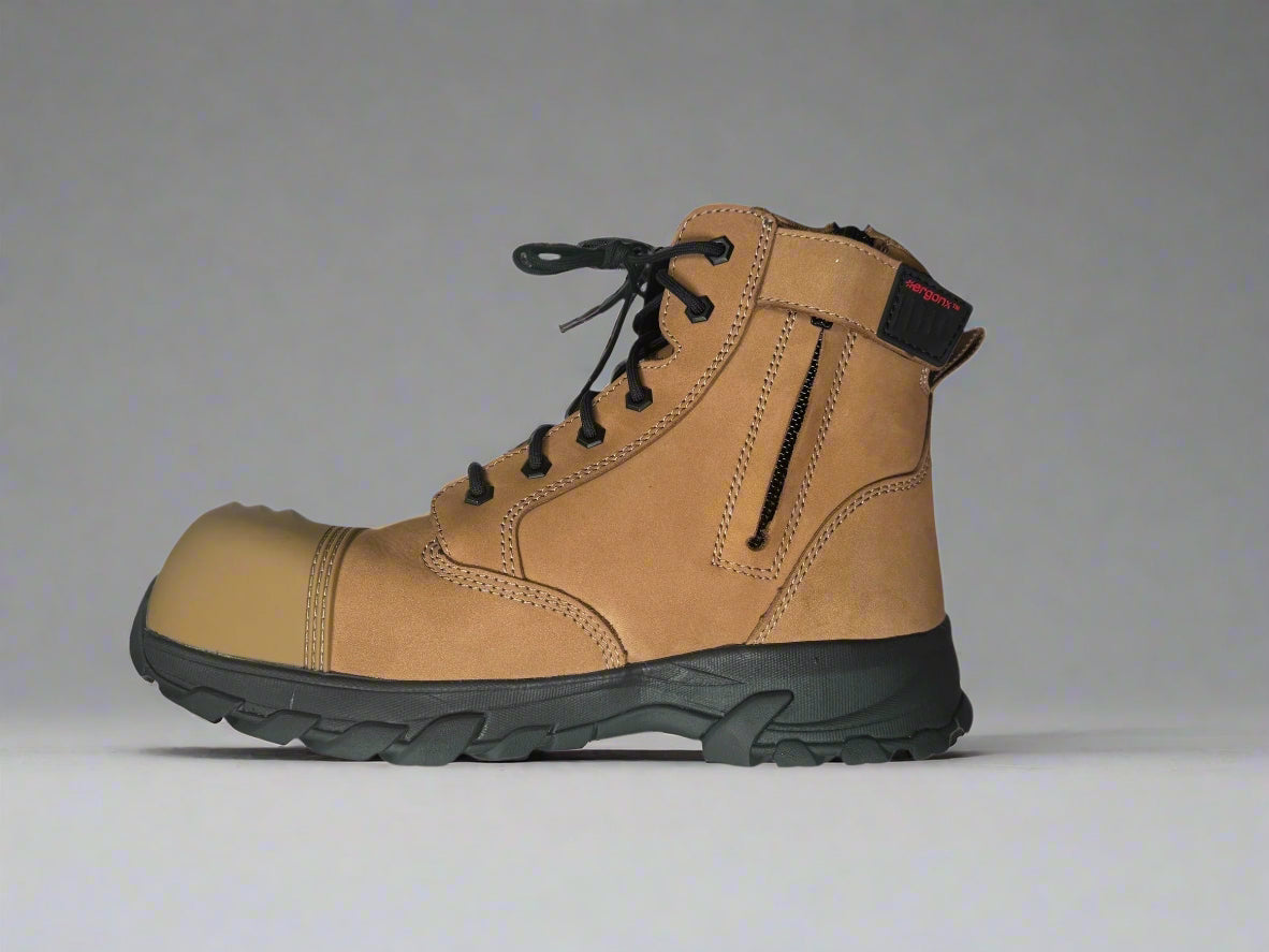 Jims Group - Ergonx Tan Toe Lace Up Safety Boots + Socks Bundle