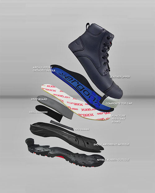 Ergonx 6" Safety Boots Lace Up (Helium) Black (USA)