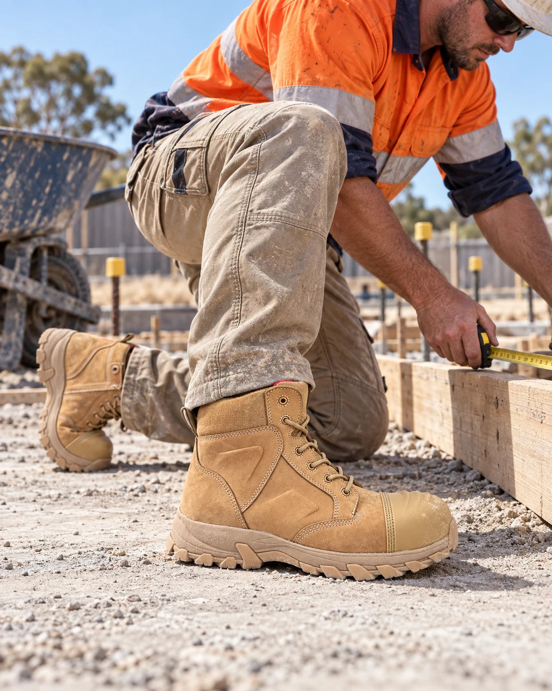 Concreters worker wearing Helium All Tan during dry formwork and set-out