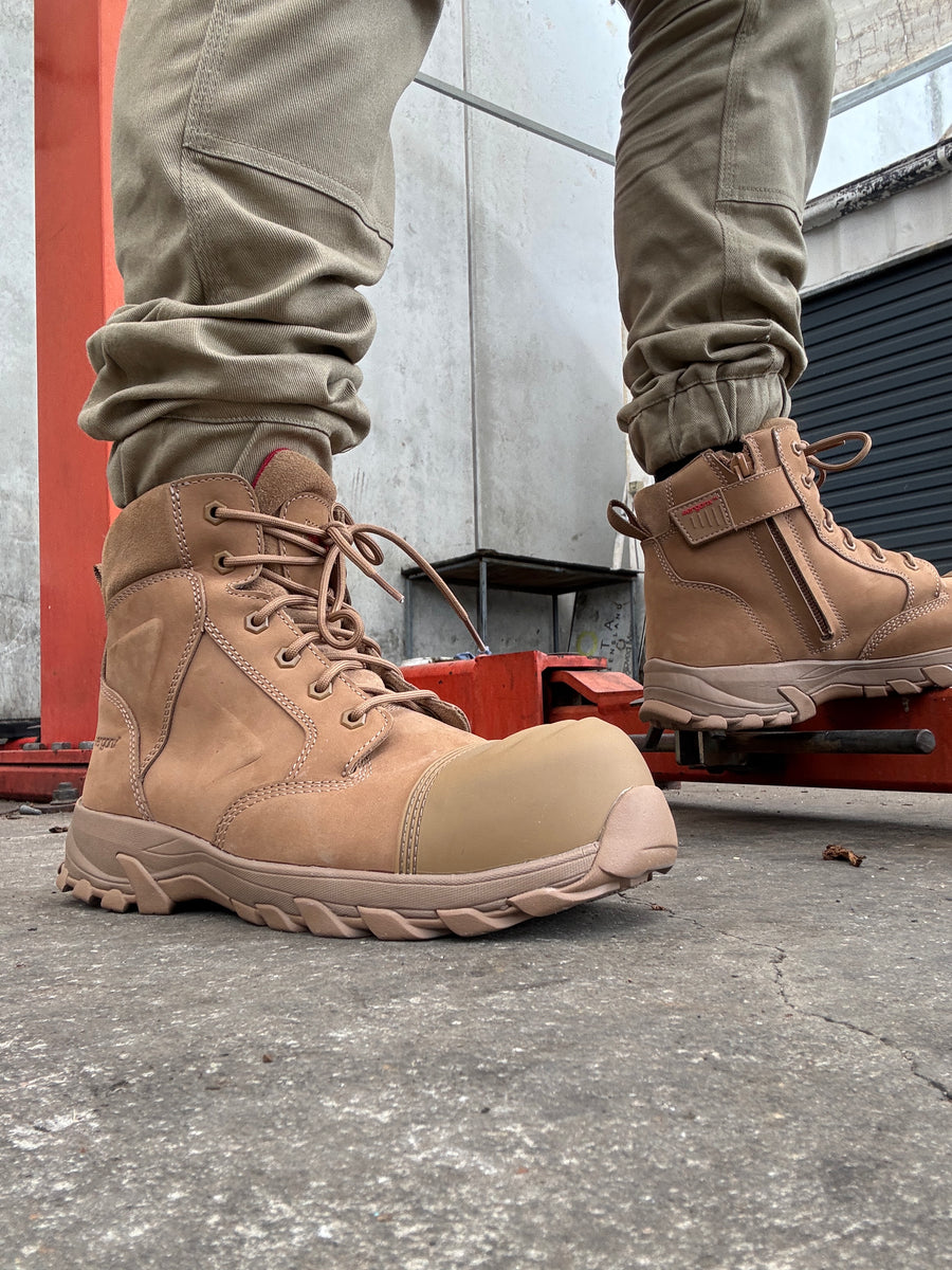 Ergonx All Tan 6" Safety Boots Lace Up Helium (USA)