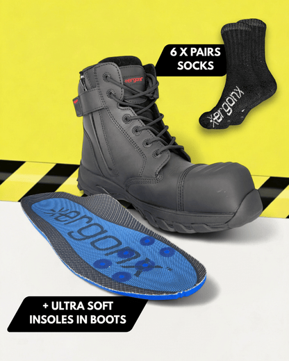USA Comfort Bundle - All Black Lace Up + 6 pairs socks