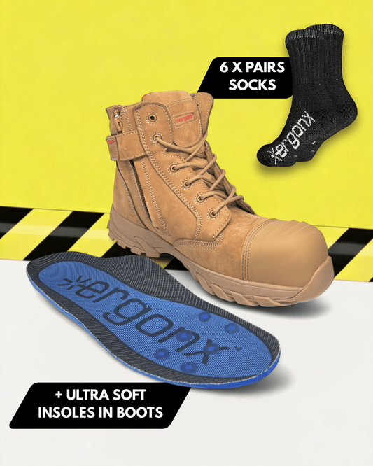 USA Comfort Bundle - All Tan Lace Up + 6 pairs socks