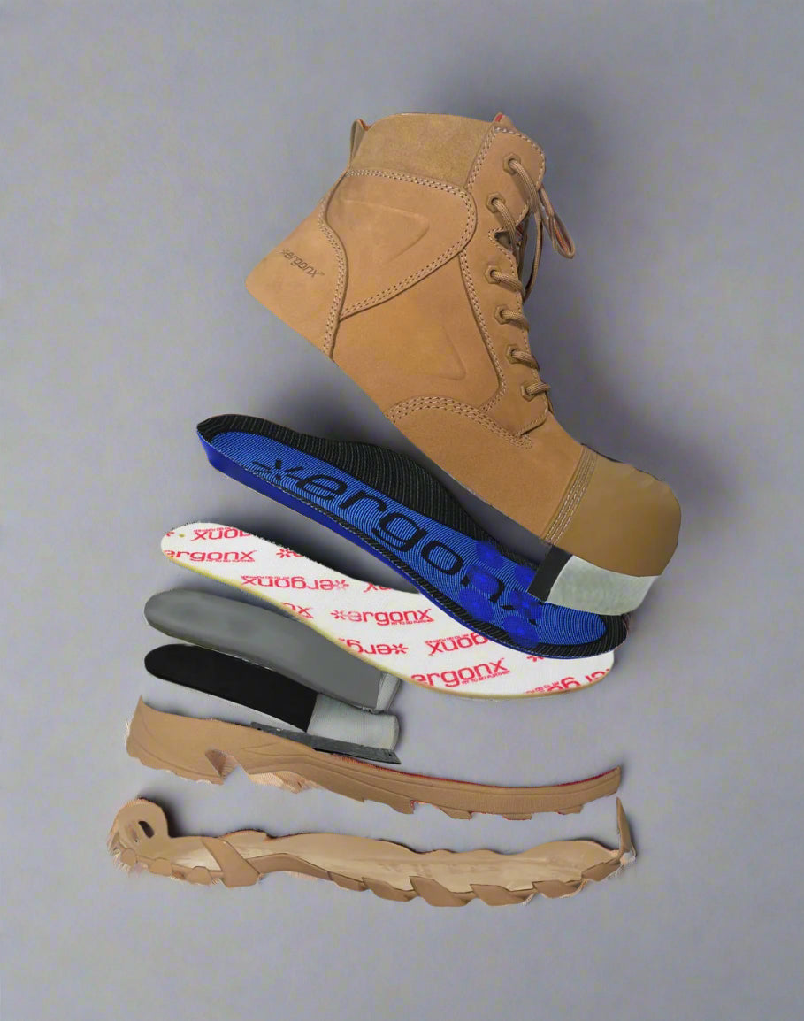 Ergonx All Tan Safety Boots Lace Up Helium (USA)