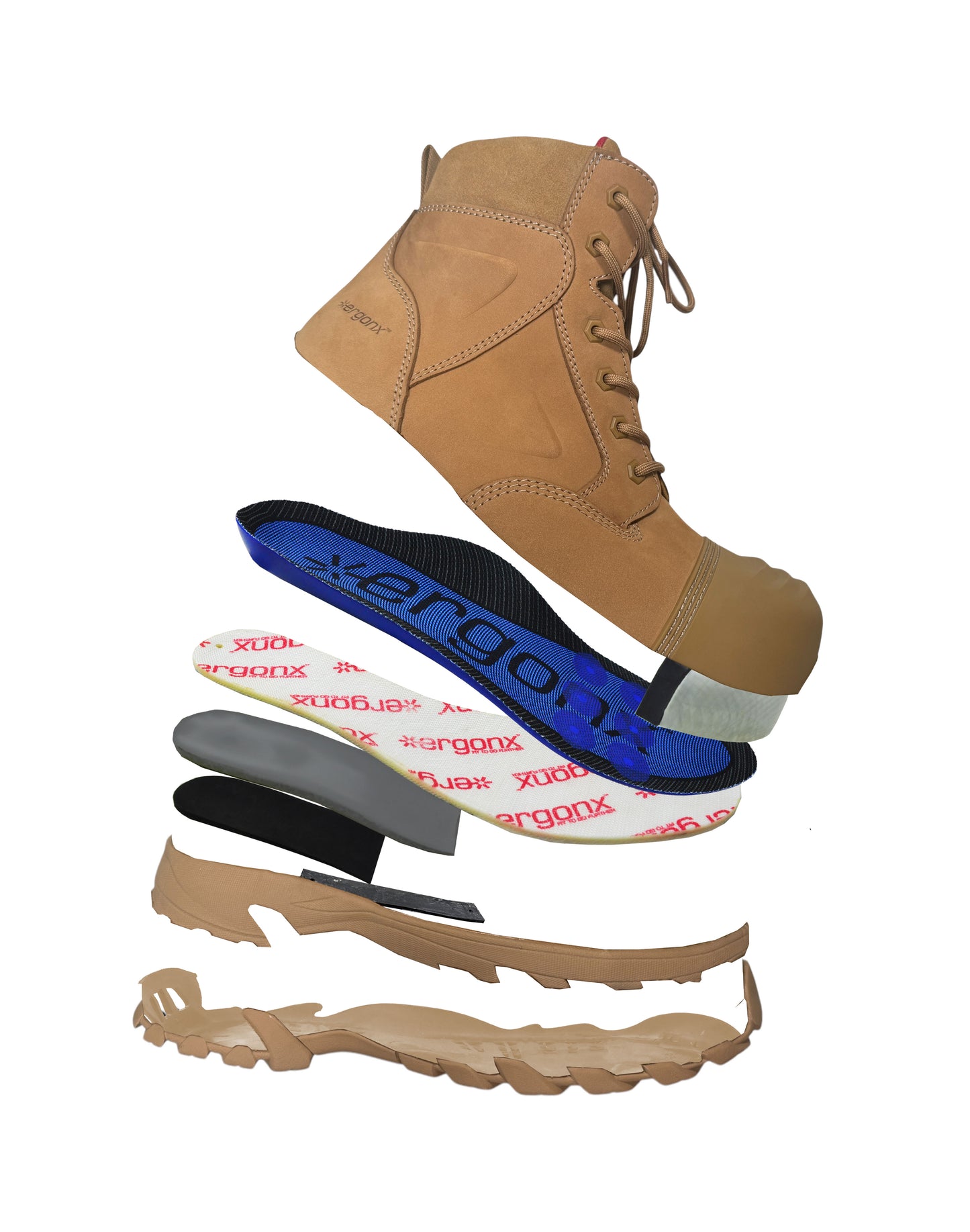 Blue Light Card All Tan Lace Up Safety Boots + Socks Bundle