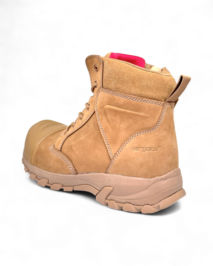 Ergonx All Tan Lace Up Safety Boots + 6 Socks + 1L Bottle & Cap Bundle