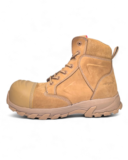 Ergonx All Tan Lace Up Safety Boots + 6 Socks + 1L Bottle & Cap Bundle