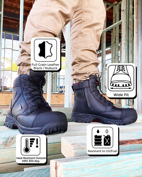 Ergonx 6" Safety Boots Lace Up (Helium) Black (USA)