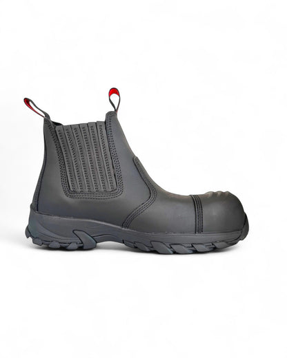 Ergonx Black Slip On Safety Boots + 6 Socks + 1L Bottle & Cap Bundle