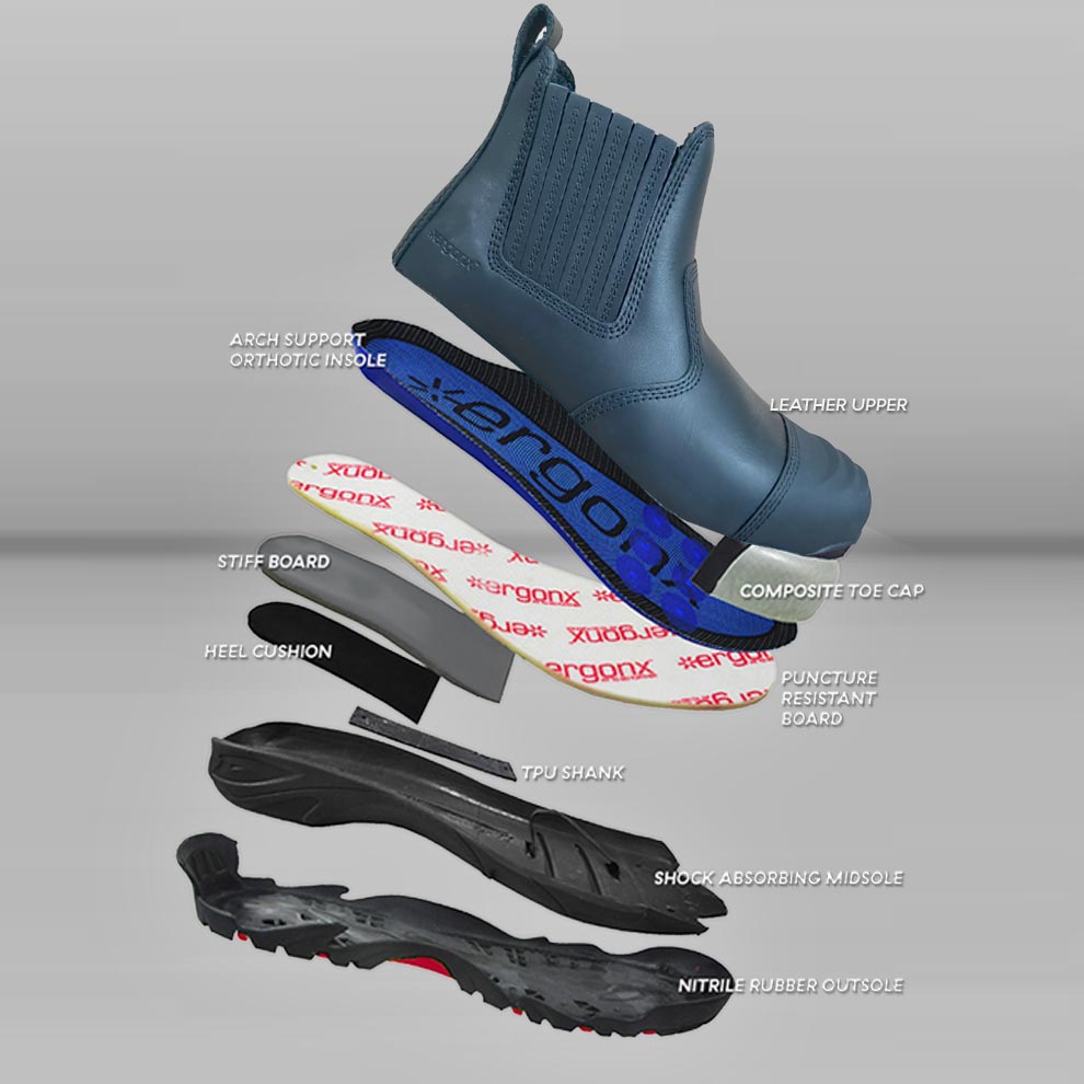 Blue Light Card Black Slip On Safety Boots + Socks Bundle