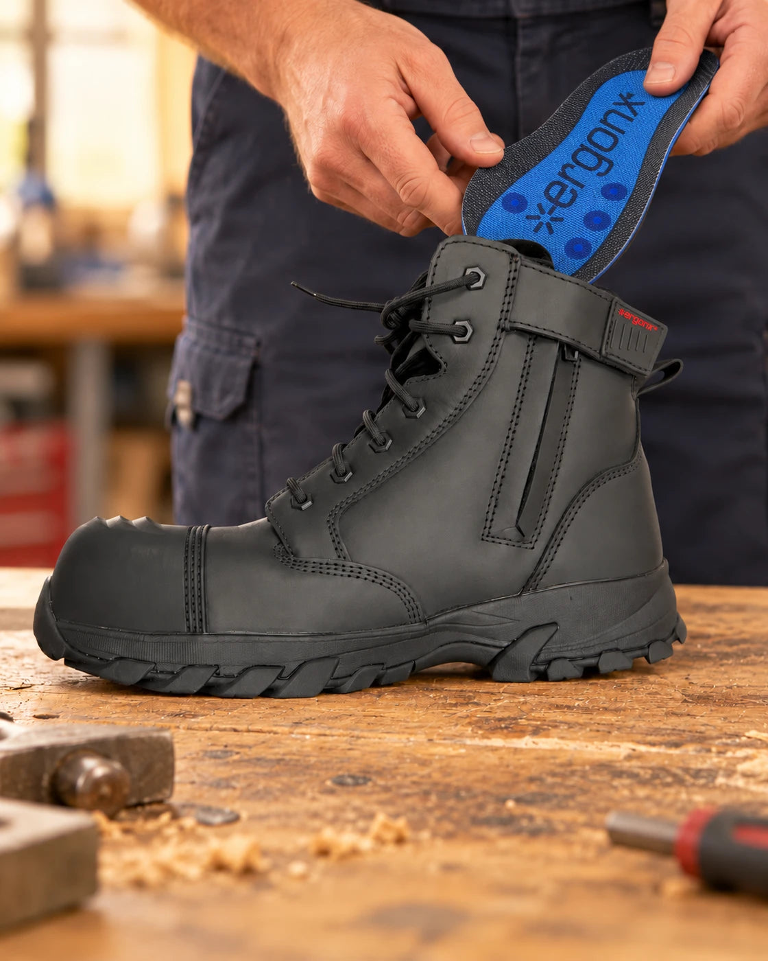 Fit the insert and the boot together — distinct Ergonx commercial work or product scenario